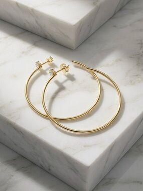 S925 Minimalist Moissanite Large Hoop Earrings